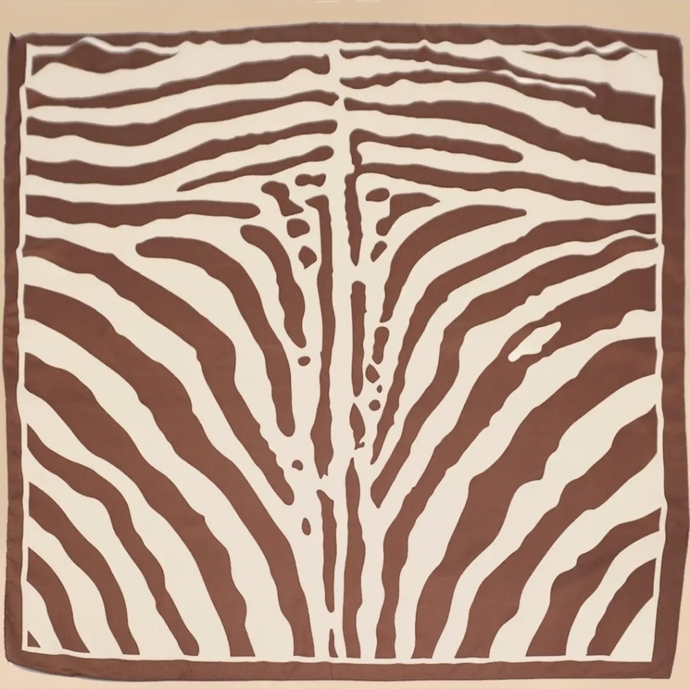 Brown and Cream Zebra Print Square Scarf